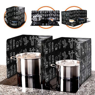 Cheer Collection Foldable Aluminum Oil Splatter Guard Plates Set of 2 Keeps Kitchen Walls Clean and