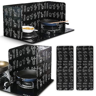 Cheer Collection Foldable Aluminum Oil Splatter Guard Plates Set of 2 Keeps Kitchen Walls Clean and