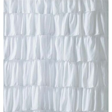 Kate Aurora Shabby Chic Style White Crushed Ruffle Fabric Shower Curtain - Standard Size