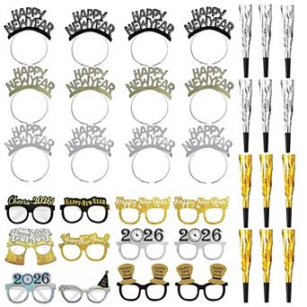 39 pc 2026 New Year's Eve Party Set - Headbands, Tiaras, Glasses & More