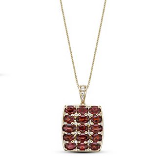 Gemminded 18k Gold Over Sterling Silver Garnet & Lab-Created White Sapphire Pendant Necklace