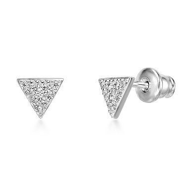 Gemminded Rhodium Over Sterling Silver Cubic Zirconia Triangle Stud Earrings
