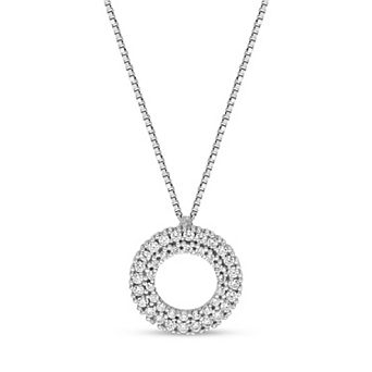 Gemminded Rhodium Over Sterling Silver Cubic Zirconia Round Pendant Necklace