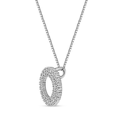Gemminded Rhodium Over Sterling Silver Cubic Zirconia Round Pendant Necklace
