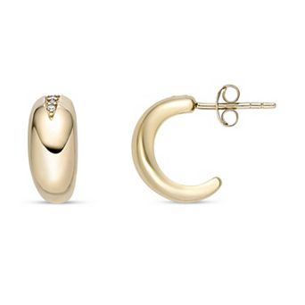 Gemminded 18k Gold Over Sterling Silver Cubic Zirconia C Hoop Earrings