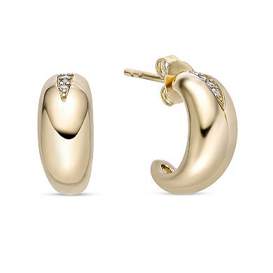 Gemminded 18k Gold Over Sterling Silver Cubic Zirconia C Hoop Earrings