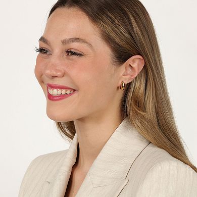 Gemminded 18k Gold Over Sterling Silver Cubic Zirconia C Hoop Earrings