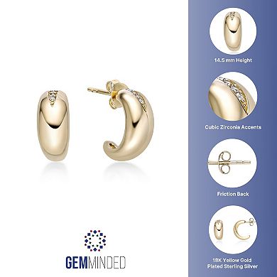 Gemminded 18k Gold Over Sterling Silver Cubic Zirconia C Hoop Earrings