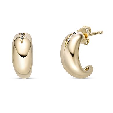 Gemminded 18k Gold Over Sterling Silver Cubic Zirconia C Hoop Earrings