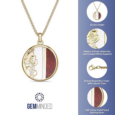 Gemminded 14k Gold Flash Plated Multi-Gemstone Pendant Necklace