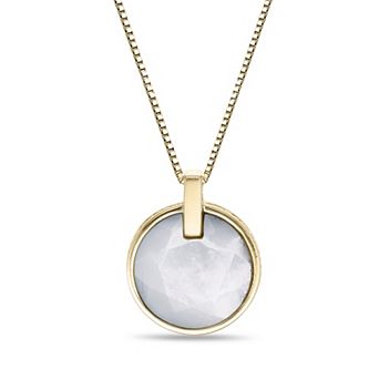 Gemminded 14k Gold Flash Plated Faceted Gemstone Pendant Necklace