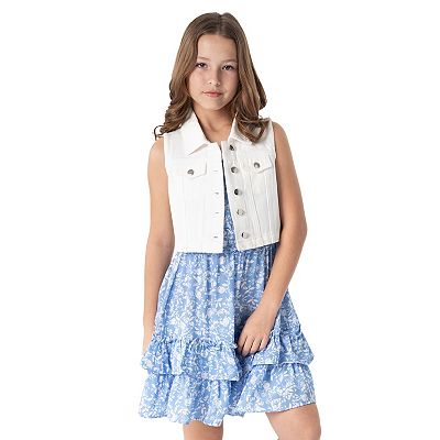 denim vest dress AKIRA Gotta Dip Long | Light Blue and a full button Pepper A-line Button Down Denim