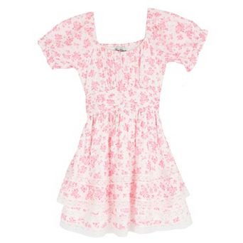 Girls 7-16 Rare Editions Floral Puff Sleeve Dress