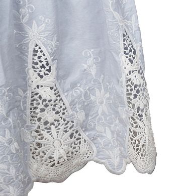 Girls 7-16 Rare Editions Puff Sleeve Dress with Lace Bottom Edge