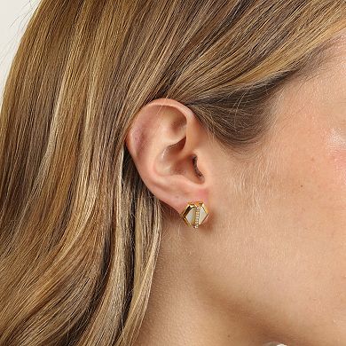 Gemminded 14k Gold Flash Plated Lab-Created Sapphire & Gemstone Hexagon Earrings