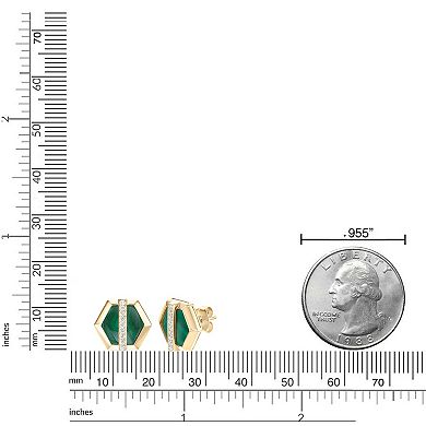 Gemminded 14k Gold Flash Plated Lab-Created Sapphire & Gemstone Hexagon Earrings