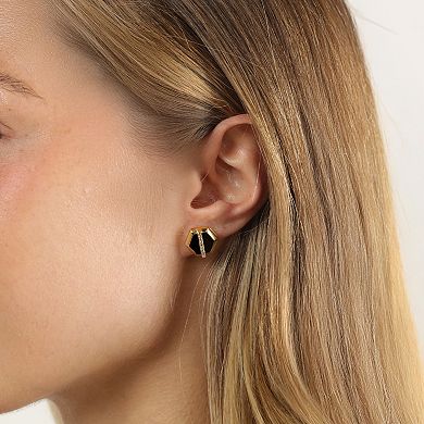 Gemminded 14k Gold Flash Plated Lab-Created Sapphire & Gemstone Hexagon Earrings