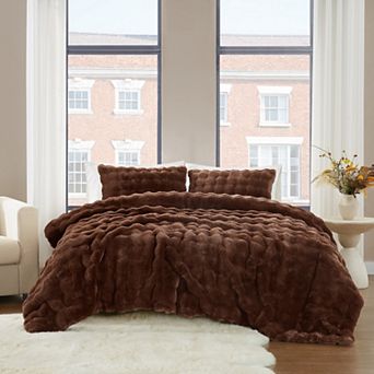 Brooklyn Loom Bubble Faux Fur Comforter Set with Shams