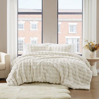 Brooklyn Loom Bubble Faux Fur Comforter Set with Shams