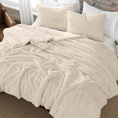 Brooklyn Loom Carved Faux Fur Comforter Set with Shams
