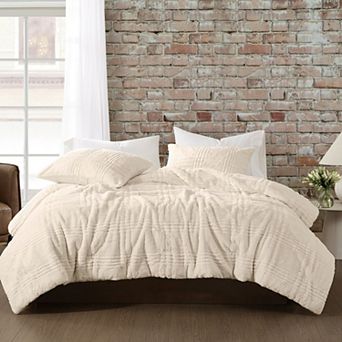 Brooklyn Loom Carved Faux Fur Comforter Set with Shams