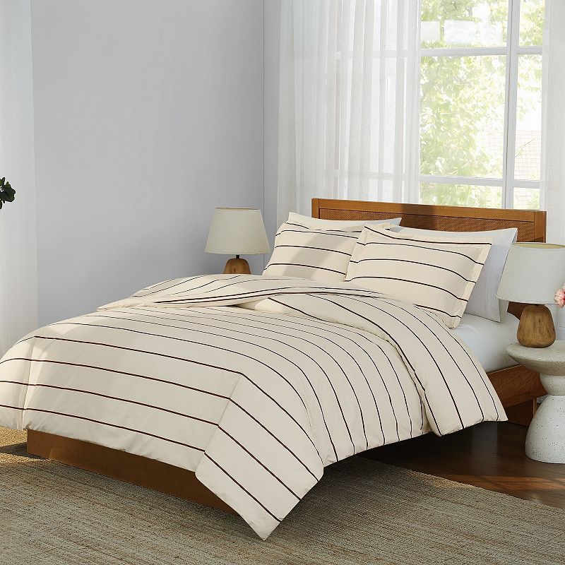 Brooklyn Loom Hayward Stripe Duvet Cover & Sham Set, White Black