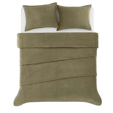Brooklyn Loom Matte Cotton Velvet Duvet Cover Set with Shams