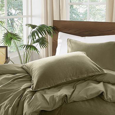 Brooklyn Loom Matte Cotton Velvet Duvet Cover Set with Shams