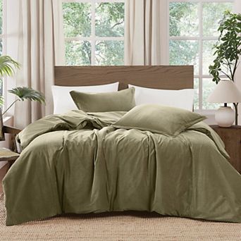 Brooklyn Loom Matte Cotton Velvet Duvet Cover Set with Shams