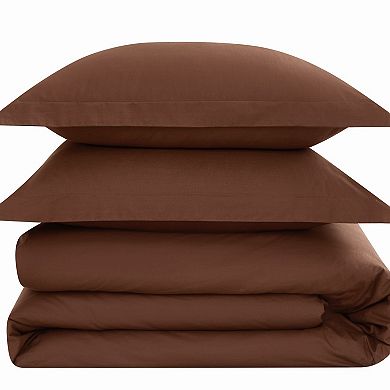 Brooklyn Loom Solid Cotton Percale Duvet Cover Set with Shams