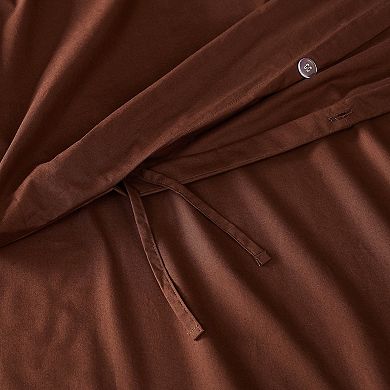 Brooklyn Loom Solid Cotton Percale Duvet Cover Set with Shams