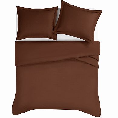 Brooklyn Loom Solid Cotton Percale Duvet Cover Set with Shams