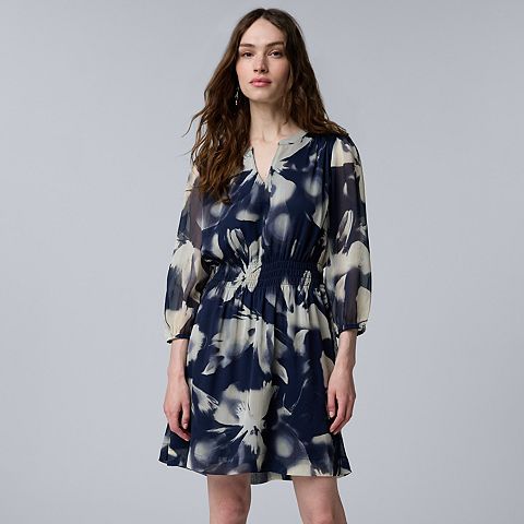 Женские платья Simply Vera Petite Simply Vera Vera Wang Smocked Waist Short Dress