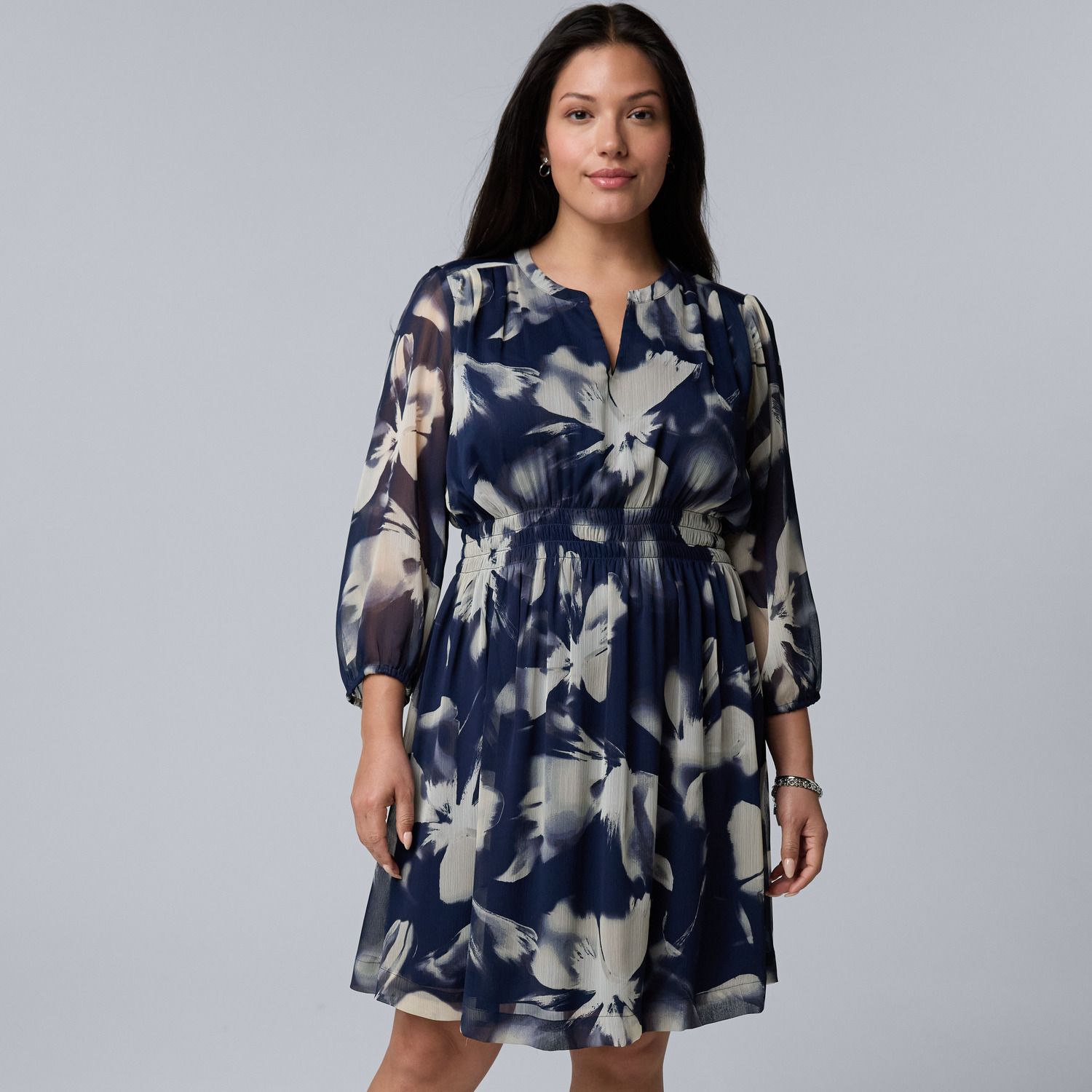 Женские платья Simply Vera Vera Wang Plus Size Simply Vera Vera Wang Smocked Waist Short Dress