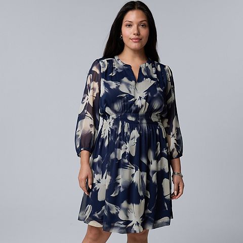 Женские платья Simply Vera Plus Size Simply Vera Vera Wang Smocked Waist Short Dress