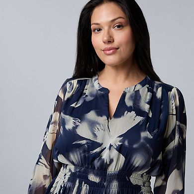 Plus Size Simply Vera Vera Wang Smocked Waist Short Dress