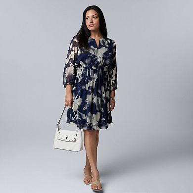 Plus Size Simply Vera Vera Wang Smocked Waist Short Dress