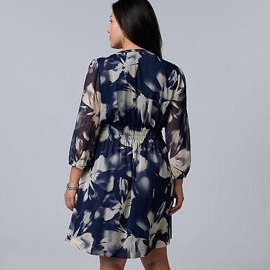 Plus Size Simply Vera Vera Wang Smocked Waist Short Dress