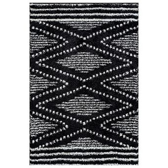 World Rug Gallery Geometric Shag Throw, Area or Runner Rug