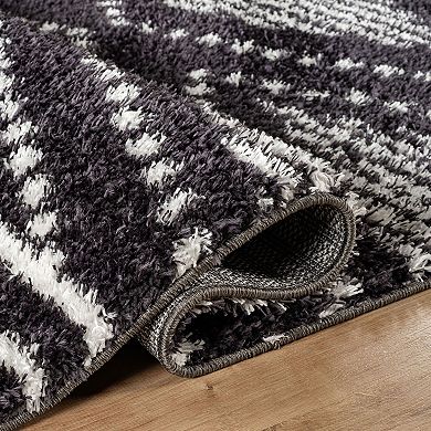 World Rug Gallery Geometric Shag Throw, Area or Runner Rug