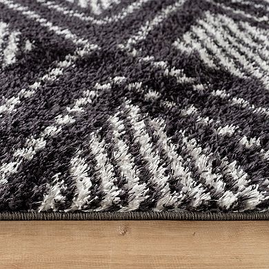 World Rug Gallery Geometric Shag Throw, Area or Runner Rug