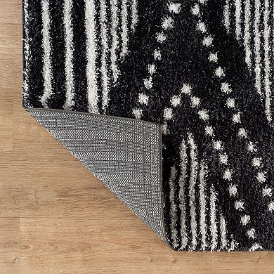 World Rug Gallery Geometric Shag Throw, Area or Runner Rug