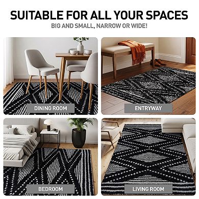 World Rug Gallery Geometric Shag Throw, Area or Runner Rug