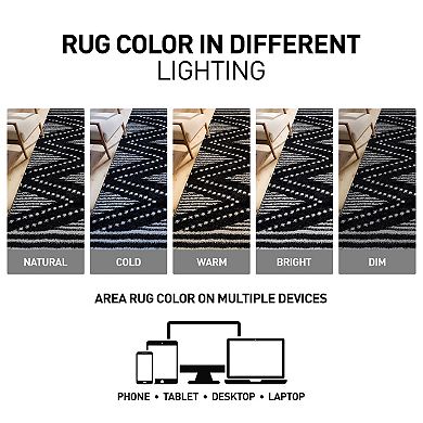 World Rug Gallery Geometric Shag Throw, Area or Runner Rug