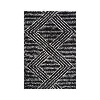 World Rug Gallery Abstract Geometric Pattern Shag Throw, Area or Runner Rug