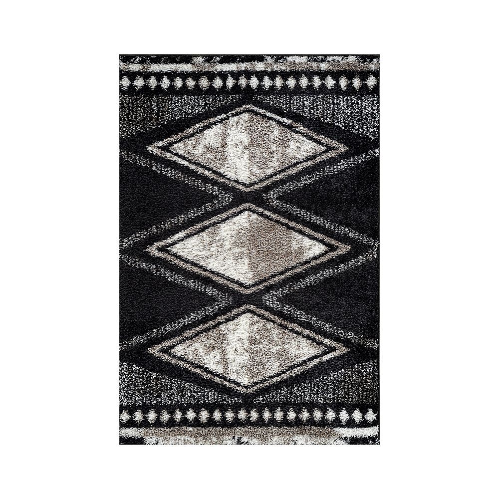 World Rug Gallery Geometric Grid Pattern Shag Throw, Area or Runner Rug