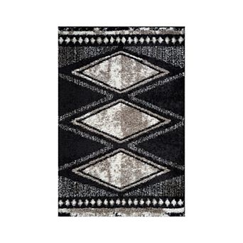 World Rug Gallery Geometric Grid Pattern Shag Throw, Area or Runner Rug