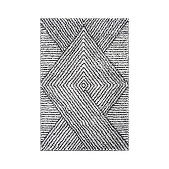 World Rug Gallery Minimal Stripe Geometric Shag Throw, Area or Runner Rug