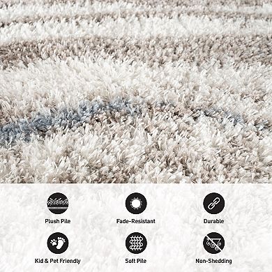 World Rug Gallery Marble Swirl Shag Throw, Are or Runner Rug