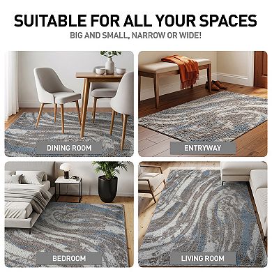 World Rug Gallery Marble Swirl Shag Throw, Are or Runner Rug